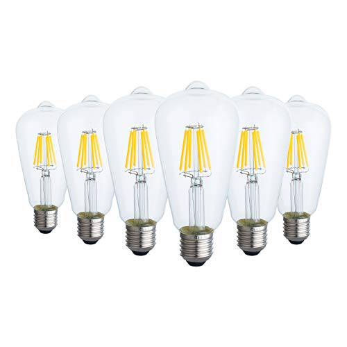 6-Pack 에디슨 전구, 앤틱 빈티지 Style Light, 노란색 Warm, 디머블, 밝기 조절 가능 (60w/ 110v) (6-Pack-LED)