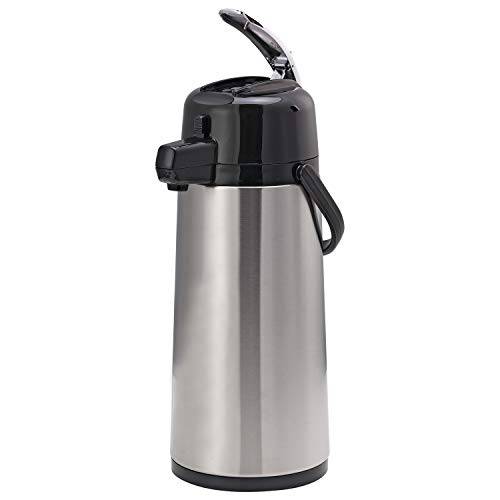 Service Ideas ECALS22SS Eco-Air Airpot with Lever, 스테인레스 Steel Lined, 2.4 L, Brushed Stainless/ 블랙 Accents