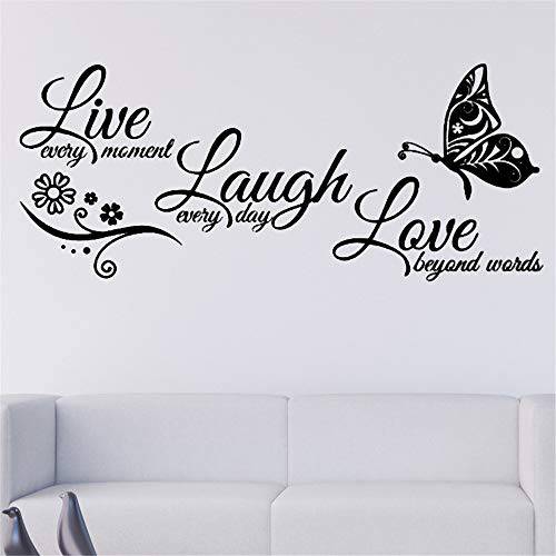 벽면 스티커 실천하기 Laugh Love Flower 버터플라이 문구,인용구 각인 스티커 탈부착가능 Vinyl 데칼,스티커 아트 Mural 홈 장식,데코 DIY 스티커