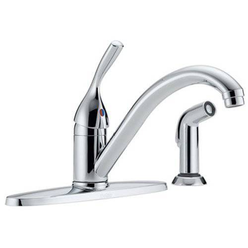 Delta Faucet 클래식 Single-Handle 부엌, 주방 싱크대 Faucet with Side 스프레이식,분무식 in Matching Finish, Chrome 400-DST