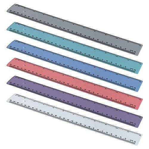 Acrimet Plastic 자 12 인치 and 30 Centimeters 측정 디바이스 툴 for Student School 사무실,오피스 내구성, 튼튼 (Pastel 다양한 컬러) (6 팩)