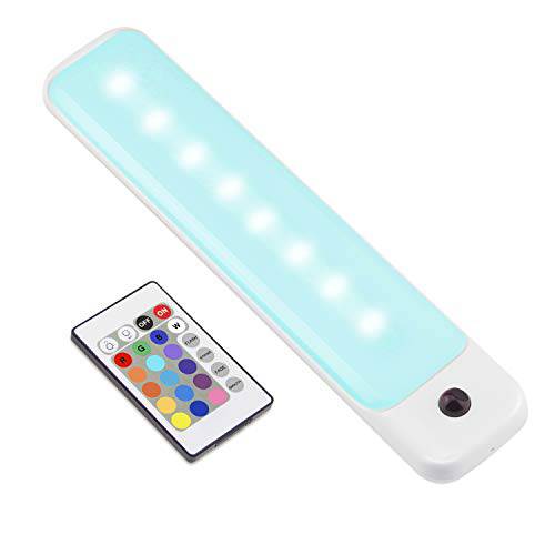 LUXSWAY LED 컬러 라이트 바 with 배터리 움직이는,  무선 디머블, 밝기 조절 가능 나이트 조명,  부착형, 스티커 라이트 바 Mulit-Color 체인징 for 옷장, 계단, Shelf,  찬장부착형, 부착형, DIY 이펙트