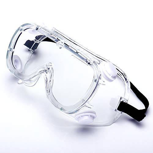 WOOLIKE 세이프티,안전 Goggles 산업용 Goggles with Anti-fog Lens, Clear 보안경 with Anti-Scratch UV400 프로텍트 렌즈 Goggles Inside 안경 FA-03 (Transparent frame& Clear lens)