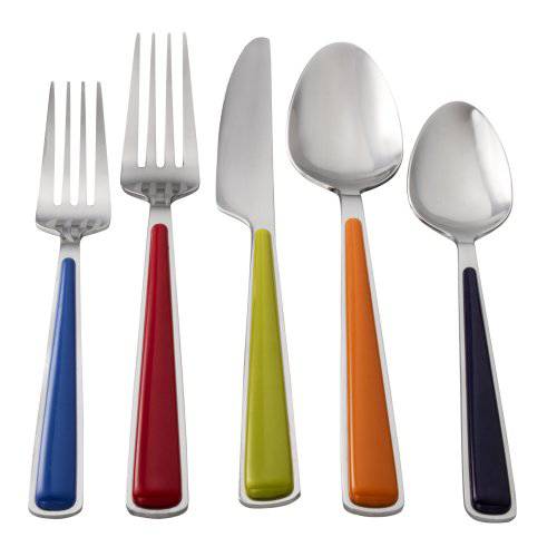Fiesta 20-Piece Merengue 접시,식기류 은식기류 Set, Service for 4, 스테인레스 Steel/ ABS, Includes Forks/ Knives/ Spoons, 멀티