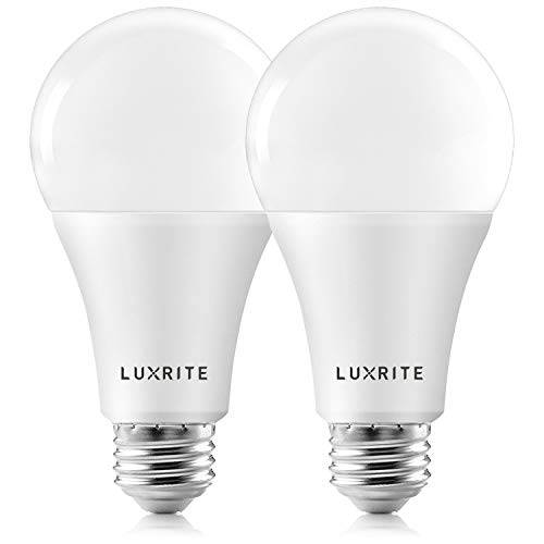 Luxrite A21 LED 전구s 150 Watt Equivalent, 2550 Lumens, 5000K 브라이트 White, Enclosed 고정, 고정가능 Rated, 디머블, 밝기 조절 가능 스탠다드 LED 전구 22W, Energy Star, E26 미디엄 베이스 - 옥내 and 아웃도어 (2 Pack)