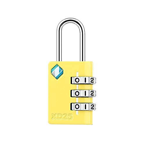[ZARKER XD25] 맹꽁이자물쇠, 통자물쇠, 자물쇠- 3 숫자 비밀번호 락 - 작은 미니 맹꽁이자물쇠, 통자물쇠, 자물쇠 - 여행 락, 백팩 락, 보관함, 캐비넷 lockers, 노트북 Bag - 쉬운 to 세트 개인 콤보 - 1 Pack(Yellow)