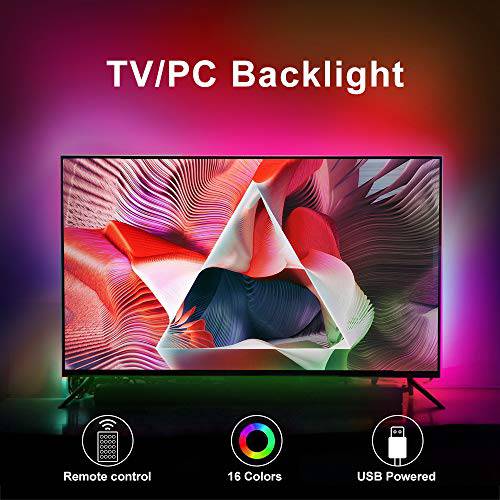 SolarLang LED TV 백라이트 kit with Remote, 9.9ft 적용가능한 for 40-65 inch TV -16 컬러 4 다이나믹 라이트닝 Effects, Bias 라이트닝 for HDTV, 홈 무비 장식,데코