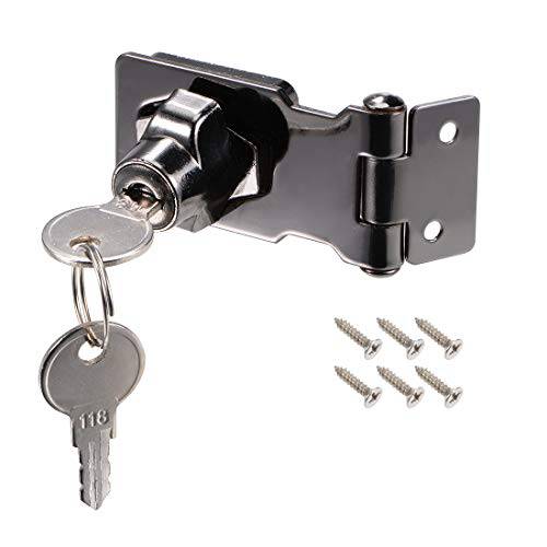 uxcell 2.5-inch 키,열쇠 걸쇠 자물쇠 징크,아연 합금 트위스트 노브 키,열쇠 잠금 걸쇠 W 스크류 도어 보관함, 캐비넷 키,열쇠 한쌍 블랙