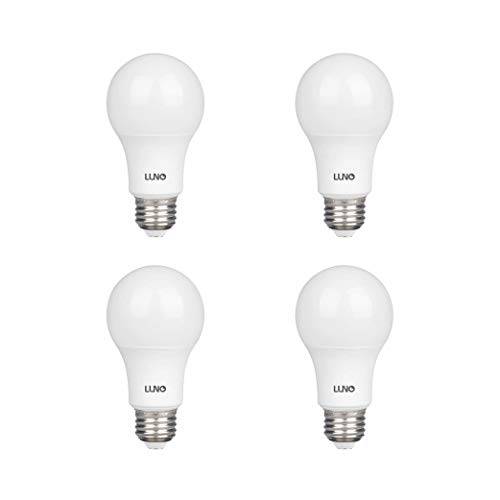 LUNO A19 Non-Dimmable LED Bulb, 9.0W (60W Equivalent), 800 Lumens, 4000K (Neutral White), 미디엄 Base (E26), UL Certified (4-Pack)