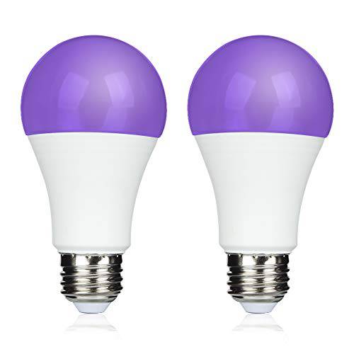 Yueximei UV A19 12W LED 블랙 전구, UVA 레벨 390-400nm, E26 미디엄 Base 100-240V, 글로우 야광 for 블랙라이트 Party, 형광 Poster, Neon Glow(2 Pack)