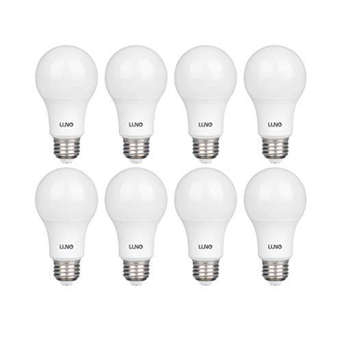 LUNO A19 Non-Dimmable LED Bulb, 9.0W (60W Equivalent), 800 Lumens, 2700K (Soft White), 미디엄 Base (E26), UL Certified (8-Pack)