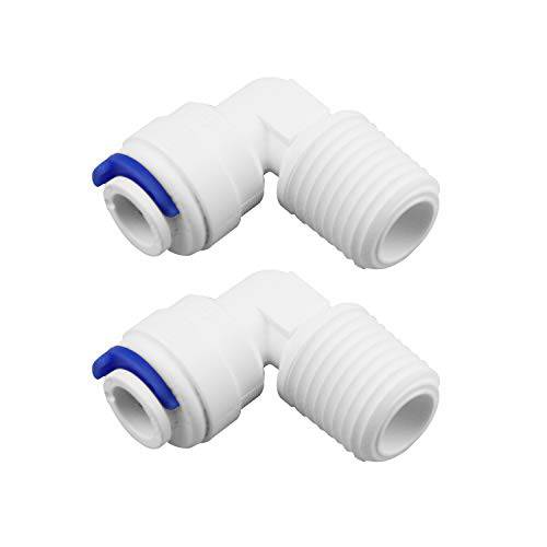 Elbow 퀵 커넥터 for RO Reverse 삼투 Systems-1/ 4 Inch 스레드 x 1/ 4 Inch Tube Push Fitting-NSF Approved (DC-002A) Pack of 2