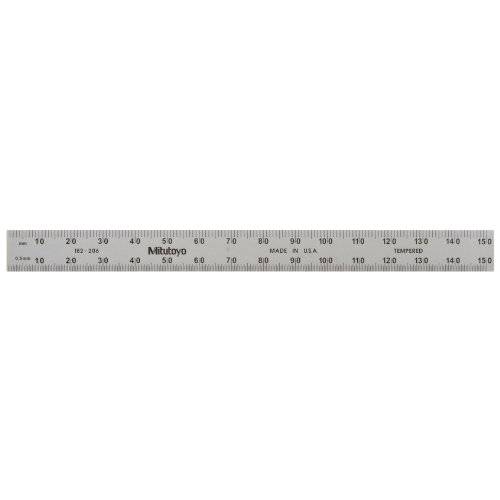 Mitutoyo 182-206, 스틸 Rule, 6/ 150mm, (1/ 50, 1/ 100, 1mm, 1/ 2mm), 1/ 64 Thick X 1/ 2 Wide, 세틴 Chrome 피니쉬 강화 스테인레스 스틸