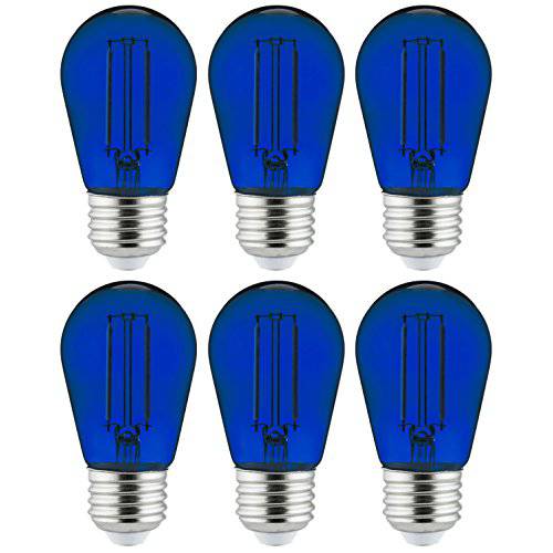 Sunlite 40972 LED Filament S14 표시 And 끈,스트립,선 전구 2-Watt Transparent 디머블, 밝기 조절 가능 LightBulb, 6 Pack, 블루