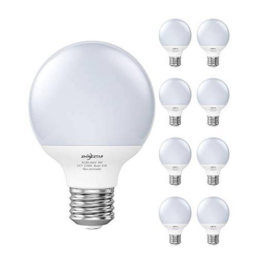 8-Pack G25 LED 지구본 라이트 Bulbs for Bathroom, 60W Equivalent, Warm White 2700K, E26 라운드 LED 화장대 라이트 Bulbs for 메이크업 Mirror, Non-dimmable