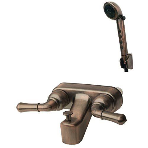 Builders Shoppe 3210BZ/ 4120BZ RV/ 모터홈 교체용 Non-Metallic Two 손잡이 Tub 샤워 Faucet 밸브 Diverter with Matching 핸드 Held 샤워 세트 Brushed Bronze 피니쉬