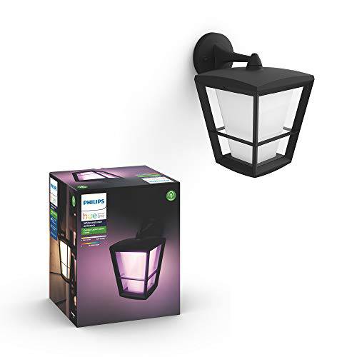 PhilipsHue Econic 스마트 아웃도어 하얀&  컬러 벽면 Lantern, 다운 (Hue 허브 Required, 스마트 라이트 Works with Alexa, 애플 홈킷&  구글 Assistant)
