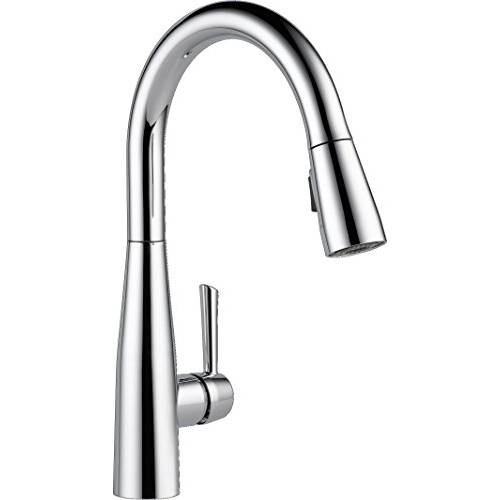 Delta Faucet Essa Single-Handle 부엌, 주방 싱크대 Faucet with 풀 다운 스프레이식,분무식 and 마그네틱, 자석 탈부착 스프레이,분사 Head, Chrome 9113-DST
