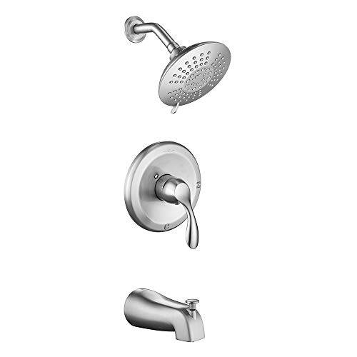 HOMELODY 샤워 Tub Kit, Tub and 샤워 트림 Kit (Valve Included) with 5-Spray 샤워 Head, Single-Handle Tub and 샤워 Faucet Set, Brushed Nickel