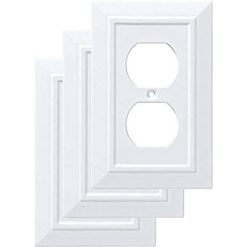 Franklin 황동 W35242V-PW-C 클래식 Architecture Single Duplex 벽면 Plate/ Switch Plate/ 커버 (3 Pack), White