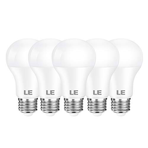 LE brandnameengD 라이트 Bulbs, 60W 호환 800 Lumens 5000K Daylight White Non-Dimmable, A19 E26 스탠다드 미디엄 Base, 9 Watt UL Listed, 15000 시간 Lifetime, Pack of 5