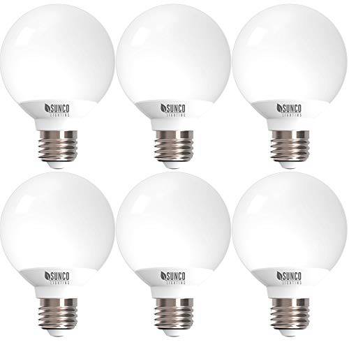 Sunco Lighting 6 Pack G25 LED Globe, 6W=40W, Dimmable, 450 LM, 4000K 쿨 White, E26 Base, Ideal for 화장실 화장대 or 거울 -  UL&  에너지 스타