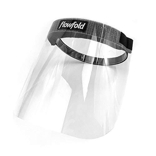 2-Pack Flowfold 얼굴,페이스 Shield 마스크 - 보호 얼굴,페이스 Shields, Full 얼굴,페이스 클리어 Plastic Anti-Fog 썬바이저 얼굴,페이스 Shield Made 인 USA (2 마스크, 원 Size)