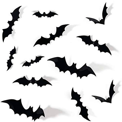 72pcs DIY 할로윈 파티 도구 PVC 3D 장식용 Scary Bats 벽면 데칼 벽면 스티커, 할로윈 Eve 장식,데코 홈 창문 장식 세트, 블랙