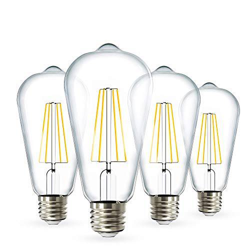 Sunco Lighting 4 Pack ST64 LED Bulb, Dimmable, Waterproof, 8.5W=60W, 4000K 쿨 White, 빈티지 에디슨 Filament Bulb, 800 LM, E26 Base, Restauarant or 끈,스트립,선 조명, 라이트 - UL