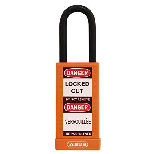 ABUS 74LB/ 40 KD 세이프티,안전 Lockout Non-Conductive 키,열쇠 여러 맹꽁이자물쇠,통자물쇠,자물쇠 with 3-Inch 바디 and 1-1/ 2-Inch Shackle, 오렌지