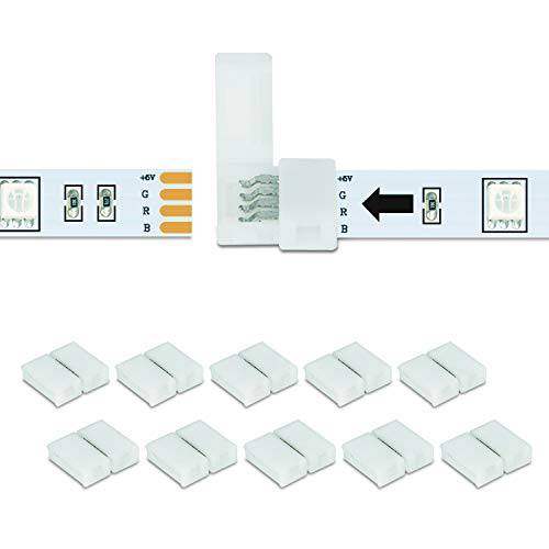 10Packs LED 스트립 커넥터 4 핀 10mm Gapless 어댑터 for SMD 5050 RGB LED 라이트 스트립