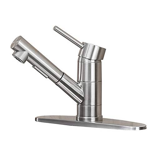KINFAUCETS  모던 Contemporary Brushed Nickel 싱글 손잡이 스테인레스 스틸 풀 Out 부엌, 주방 Faucet, 부엌, 주방 싱크대 Faucet with 스프레이식,분무식, Brushed Nickel