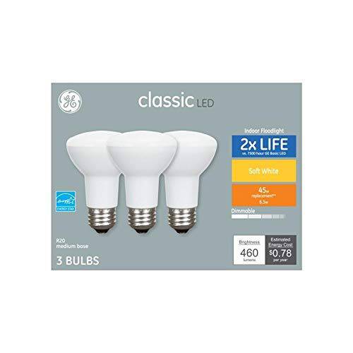 GE 클래식 6-Pack 45 W 호환 밝기조절가능 웜톤 화이트 R20 LED 라이트 고정, 고정가능 라이트 Bulbs