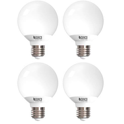 Sunco Lighting 4 팩 G25 LED 지구본, 6W=40W, 밝기조절가능, 450 LM, 3000K 웜톤 화이트, E26 바닥, Ideal for Bathroom 화장대 or 미러 - UL& Energy 스타