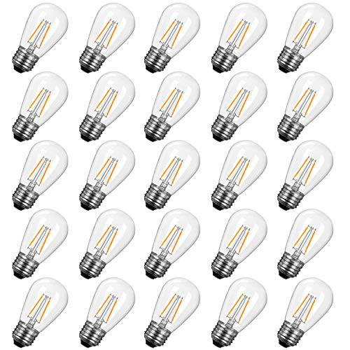 Brightown  파편방지 LED S14 교체용 라이트 Bulbs-E26 E27 미디엄 스크류 바닥 에디슨 Bulbs 호환 to 11 w, Fits for Commercial 아웃도어 파티오,발코니 가든 빈티지 라이트, 25-Pack, 웜톤 화이트