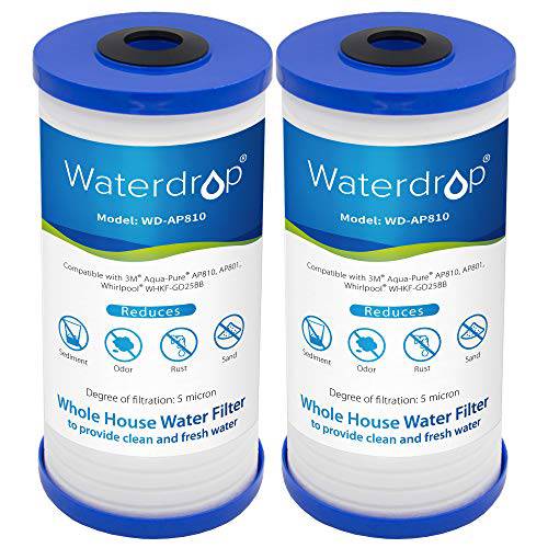 WaterAP810 Whole House 용수필터, 물 필터, 정수 필터, 호환가능한 with 3M Aqua-Pure AP810, AP801, AP811, 월풀 WHKF-GD25BB, 팩 of 2