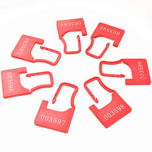 번호달린 안전 Plastic 맹꽁이자물쇠,통자물쇠,자물쇠 유지 스몰 레드 100 pcs per 백