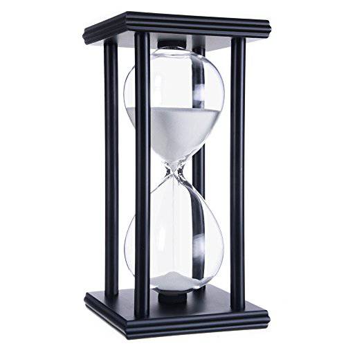 Daya Fashion Tanmalan Hourglass 샌드 시계 (화이트 샌드, 블랙 프레임, 60min)