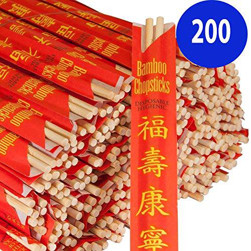 프리미엄 일회용 Bamboo 젓가락 Sleeved and Separated (백 of 40 Pair)