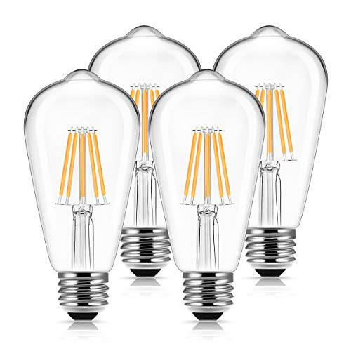 빈티지 LED 에디슨 Bulbs 60 Watt 호환, DORESshop 6W 앤틱 LED Filament 전구, ST58 앤틱 Style 에디슨 전구, 2700K 웜톤 화이트, 600LM, E26 램프 바닥, 논 밝기조절가능, 클리어 글래스, 4Pack