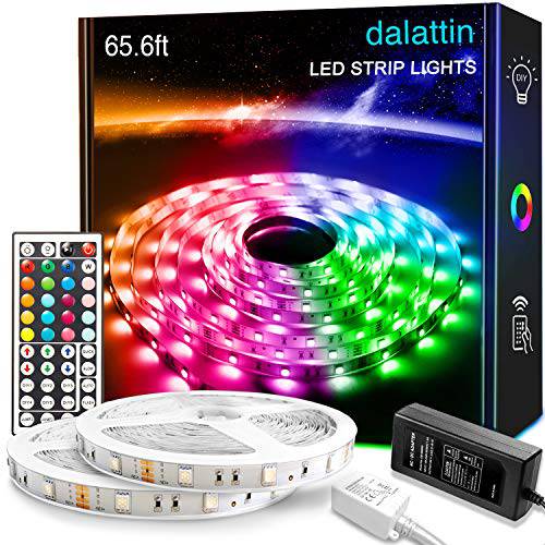 65.6ft LED 라이트 for 침실 Dalattin Ultra-Long Led 스트립 라이트 RGB 5050 LED 라이트 600 LEDs 컬러 체인징 라이트 스트립 with 44 키 IR 원격 and 12V 파워 서플라이 for Room 실내 데코레이션,데코,장식