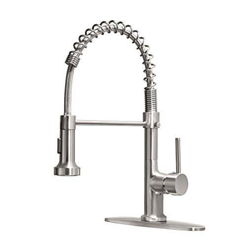 GIMILI  부엌, 주방 싱크대 Faucet 싱글 손잡이 풀 다운 스프레이식,분무식 Commercial 스프링 부엌, 주방 Faucet Brushed Nickel with Deck Plate