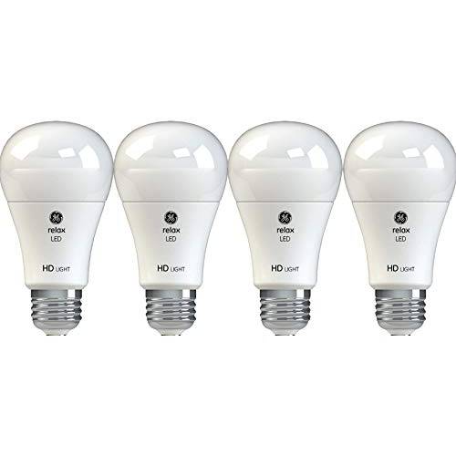 GE Lighting  릴렉스 HD LED 라이트 Bulbs, 40W 교체용, A19, 4-Pack, 소프트 화이트, 밝기조절가능 라이트 Bulbs, 미디엄 바닥