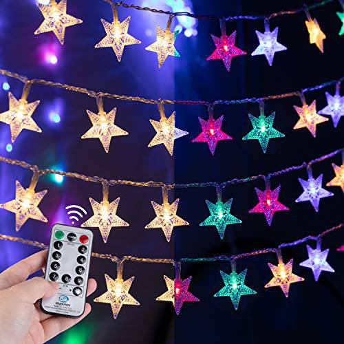 스타 끈,스트립,선 라이트 for 침실 - 100 LED 33Ft 반짝거리는 Fairy 라이트 with 원격& Plug& 8 Modes 아웃도어/ 실내 홀리데이 웨딩 Christmas 컬러 체인징 장식, 데코 | 웜톤 화이트+  다양한색