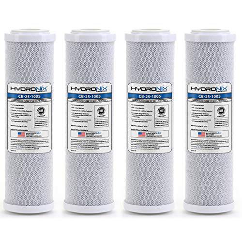 Hydronix 4 팩 카본 블록 워터 필터 코코넛 쉘 CTO Whole 집, RO, Di, Hydroponics - 10 x 2.5, 5 Micron