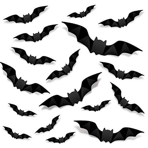 96 PCS 할로윈 장식 3D Bats 벽면 스티커 4 여러 사이즈 현실적 PVC Scary Bat 스티커 DIY 할로윈 창문 문,문틈 가정용 장식 파티 도구