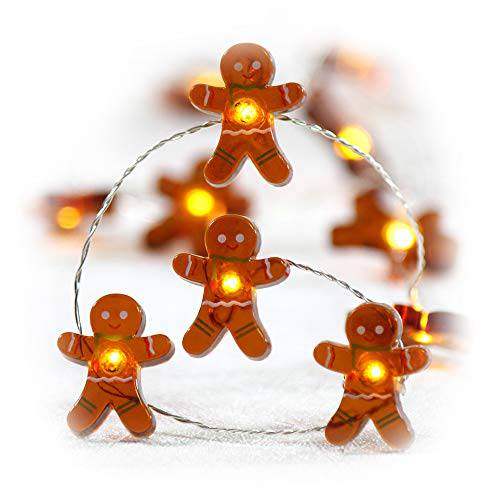 Impress Life  크리스마스 Festivel 끈,스트립,선 라이트, 생강빵 쿠키 Man 10 ft 구리 와이어 40 LEDs 밝기조절가능 리모컨 집 침실 장식용, 웨딩, 홈, 코팅 아웃도어, 실내 DIY 파티,모임
