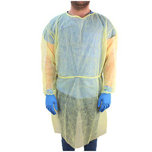 Ever Ready First Aid DYN2141-X10 Isolation Gown 탄력 손목, 범용 Quantity, Yellow (팩 of 10)