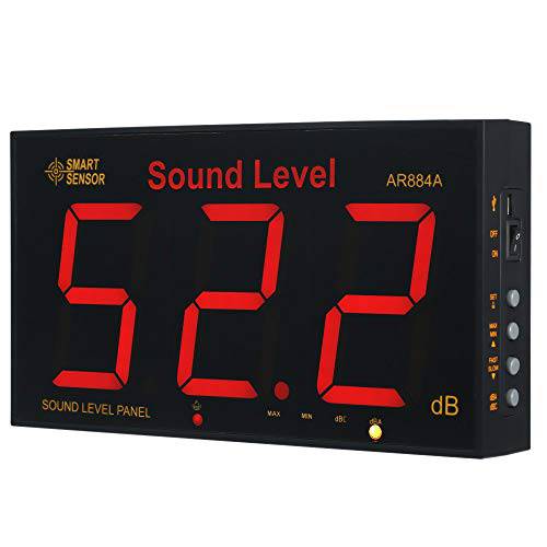 Konnon  사운드 레벨 미터 라지 LCD 스크린 벽면 마운트 디지털 사운드 레벨 미터 디지털 Noisemeter 소음 모니터링 테스터 소음 볼륨 측정 악기 30-130dB 측정 레인지