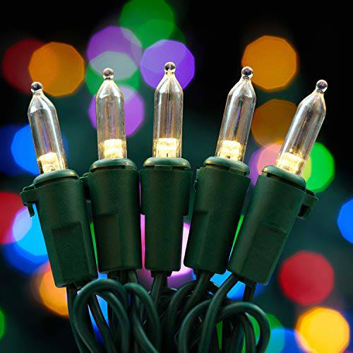 66 Ft 200 LED 컬러 체인징 크리스마스 끈,스트립,선 라이트, 팩 of 2 세트 100 LED 가변 컬러 라이트 세트, 어댑터 기능 컨트롤러 Warm 화이트/ 다양한색&  다양한 플래시 모드 (그린 와이어)